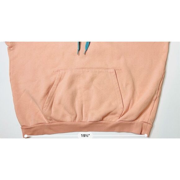 Guess Heavyweight Hooded Sweatshirt Hoodie Unisex Retails $118 Peach Colorblock - Picture 7 of 13